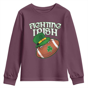 Fighting Irish Youth Sweatshirt Football Shamrock St Patricks Spirit Classic Vintage TS02 Maroon Print Your Wear