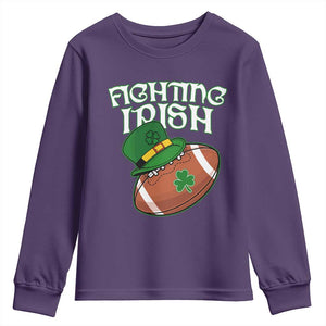 Fighting Irish Youth Sweatshirt Football Shamrock St Patricks Spirit Classic Vintage TS02 Purple Print Your Wear