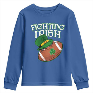 Fighting Irish Youth Sweatshirt Football Shamrock St Patricks Spirit Classic Vintage TS02 Royal Blue Print Your Wear