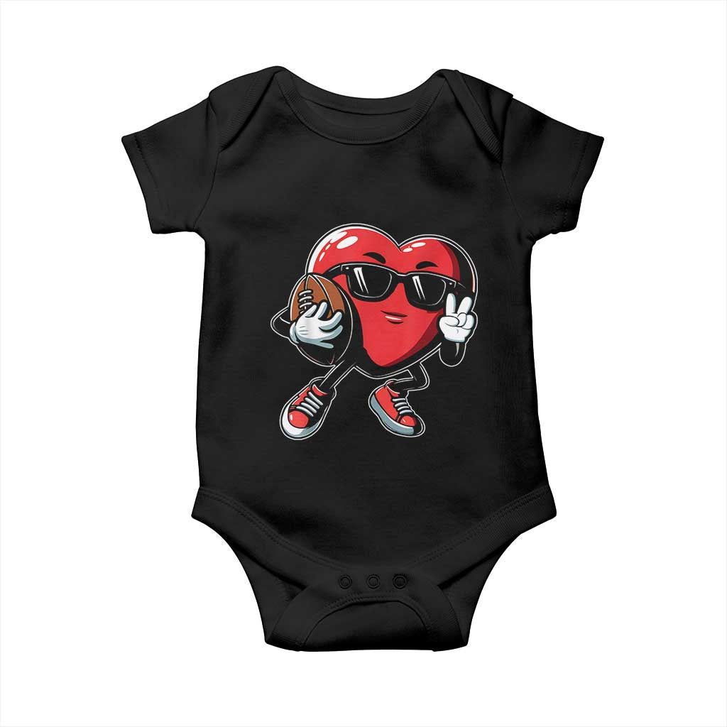 Valentines Day Heart Playing Football Baby Onesie Cute Gift for Sports Lovers TS02 Black Print Your Wear