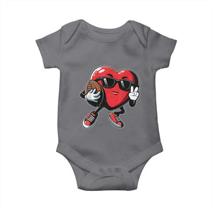 Valentines Day Heart Playing Football Baby Onesie Cute Gift for Sports Lovers TS02 Charcoal Print Your Wear