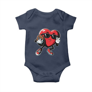 Valentines Day Heart Playing Football Baby Onesie Cute Gift for Sports Lovers TS02 Navy Print Your Wear