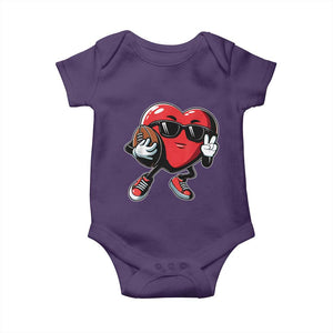 Valentines Day Heart Playing Football Baby Onesie Cute Gift for Sports Lovers TS02 Purple Print Your Wear