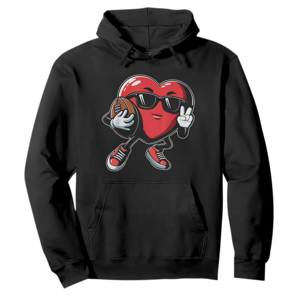 Valentines Day Heart Playing Football Hoodie Cute Gift for Sports Lovers TS02 Black Print Your Wear