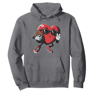 Valentines Day Heart Playing Football Hoodie Cute Gift for Sports Lovers TS02 Charcoal Print Your Wear