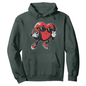 Valentines Day Heart Playing Football Hoodie Cute Gift for Sports Lovers TS02 Dark Forest Green Print Your Wear