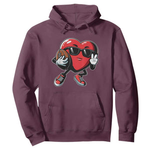 Valentines Day Heart Playing Football Hoodie Cute Gift for Sports Lovers TS02 Maroon Print Your Wear