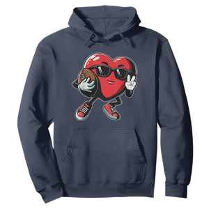 Valentines Day Heart Playing Football Hoodie Cute Gift for Sports Lovers TS02 Navy Print Your Wear