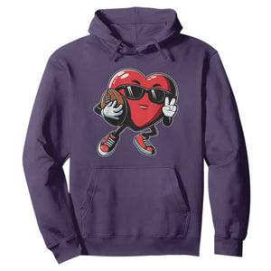 Valentines Day Heart Playing Football Hoodie Cute Gift for Sports Lovers TS02 Purple Print Your Wear