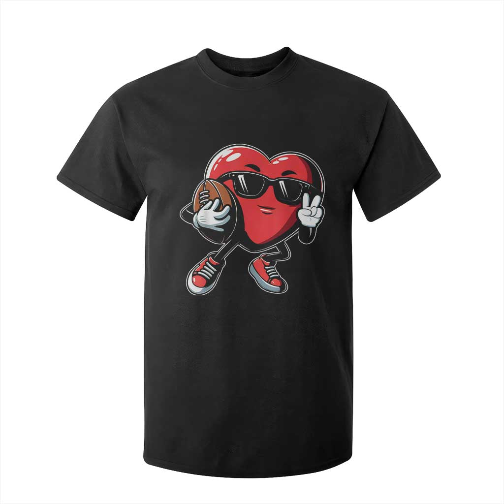 Valentines Day Heart Playing Football T Shirt For Kid Cute Gift for Sports Lovers TS02 Black Print Your Wear