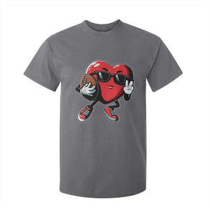 Valentines Day Heart Playing Football T Shirt For Kid Cute Gift for Sports Lovers TS02 Charcoal Print Your Wear