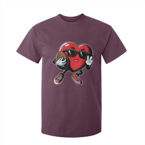 Valentines Day Heart Playing Football T Shirt For Kid Cute Gift for Sports Lovers TS02 Maroon Print Your Wear