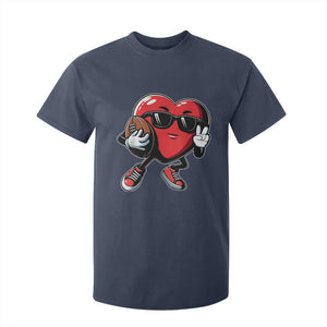 Valentines Day Heart Playing Football T Shirt For Kid Cute Gift for Sports Lovers TS02 Navy Print Your Wear