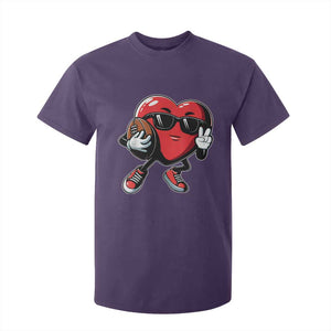 Valentines Day Heart Playing Football T Shirt For Kid Cute Gift for Sports Lovers TS02 Purple Print Your Wear