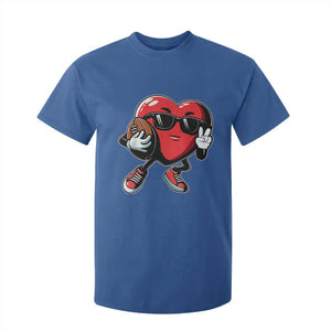 Valentines Day Heart Playing Football T Shirt For Kid Cute Gift for Sports Lovers TS02 Royal Blue Print Your Wear