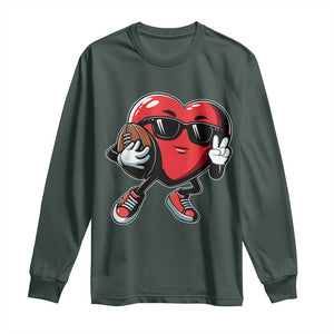 Valentines Day Heart Playing Football Long Sleeve Shirt Cute Gift for Sports Lovers TS02 Dark Forest Green Print Your Wear