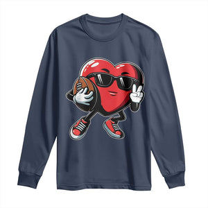 Valentines Day Heart Playing Football Long Sleeve Shirt Cute Gift for Sports Lovers TS02 Navy Print Your Wear