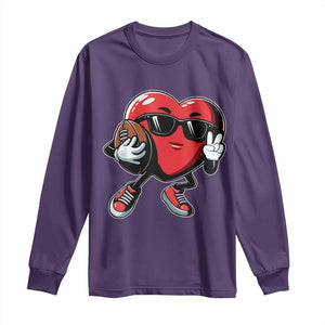 Valentines Day Heart Playing Football Long Sleeve Shirt Cute Gift for Sports Lovers TS02 Purple Print Your Wear