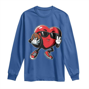 Valentines Day Heart Playing Football Long Sleeve Shirt Cute Gift for Sports Lovers TS02 Royal Blue Print Your Wear