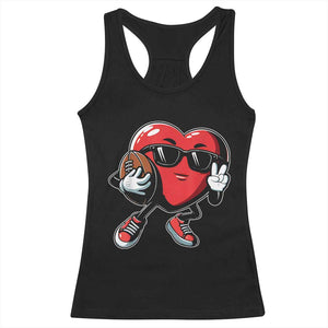 Valentines Day Heart Playing Football Racerback Tank Top Cute Gift for Sports Lovers TS02 Black Print Your Wear