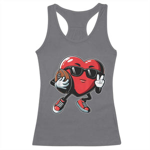 Valentines Day Heart Playing Football Racerback Tank Top Cute Gift for Sports Lovers TS02 Charcoal Print Your Wear