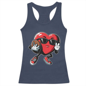 Valentines Day Heart Playing Football Racerback Tank Top Cute Gift for Sports Lovers TS02 Navy Print Your Wear