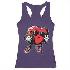 Valentines Day Heart Playing Football Racerback Tank Top Cute Gift for Sports Lovers TS02 Purple Print Your Wear