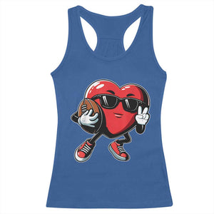 Valentines Day Heart Playing Football Racerback Tank Top Cute Gift for Sports Lovers TS02 Royal Blue Print Your Wear