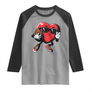 Valentines Day Heart Playing Football Raglan Shirt Cute Gift for Sports Lovers TS02 Sport Gray Black Print Your Wear