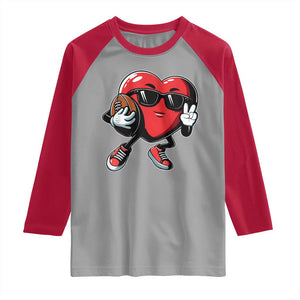 Valentines Day Heart Playing Football Raglan Shirt Cute Gift for Sports Lovers TS02 Sport Gray Red Print Your Wear