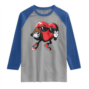 Valentines Day Heart Playing Football Raglan Shirt Cute Gift for Sports Lovers TS02 Sport Gray Royal Print Your Wear