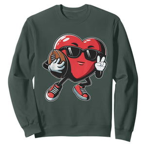 Valentines Day Heart Playing Football Sweatshirt Cute Gift for Sports Lovers TS02 Dark Forest Green Print Your Wear