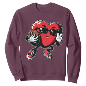 Valentines Day Heart Playing Football Sweatshirt Cute Gift for Sports Lovers TS02 Maroon Print Your Wear