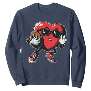 Valentines Day Heart Playing Football Sweatshirt Cute Gift for Sports Lovers TS02 Navy Print Your Wear