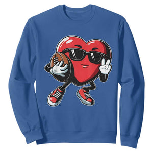 Valentines Day Heart Playing Football Sweatshirt Cute Gift for Sports Lovers TS02 Royal Blue Print Your Wear