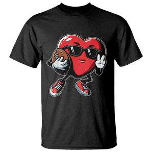 Valentines Day Heart Playing Football T Shirt Cute Gift for Sports Lovers TS02 Black Print Your Wear