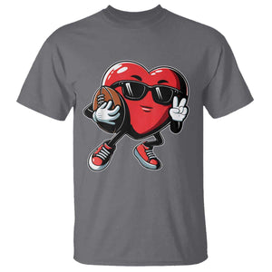 Valentines Day Heart Playing Football T Shirt Cute Gift for Sports Lovers TS02 Charcoal Print Your Wear