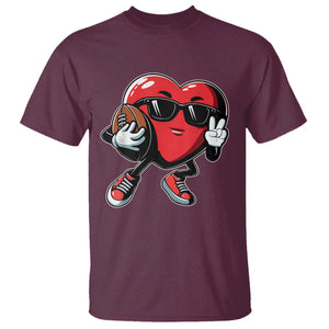 Valentines Day Heart Playing Football T Shirt Cute Gift for Sports Lovers TS02 Maroon Print Your Wear