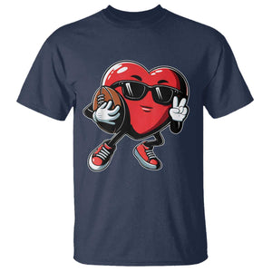 Valentines Day Heart Playing Football T Shirt Cute Gift for Sports Lovers TS02 Navy Print Your Wear