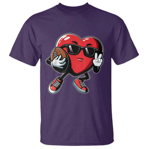 Valentines Day Heart Playing Football T Shirt Cute Gift for Sports Lovers TS02 Purple Print Your Wear