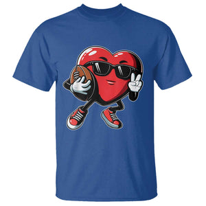 Valentines Day Heart Playing Football T Shirt Cute Gift for Sports Lovers TS02 Royal Blue Print Your Wear