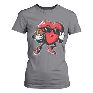 Valentines Day Heart Playing Football T Shirt For Women Cute Gift for Sports Lovers TS02 Charcoal Print Your Wear