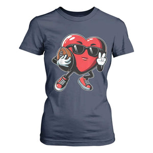 Valentines Day Heart Playing Football T Shirt For Women Cute Gift for Sports Lovers TS02 Navy Print Your Wear