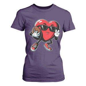 Valentines Day Heart Playing Football T Shirt For Women Cute Gift for Sports Lovers TS02 Purple Print Your Wear