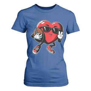 Valentines Day Heart Playing Football T Shirt For Women Cute Gift for Sports Lovers TS02 Royal Blue Print Your Wear