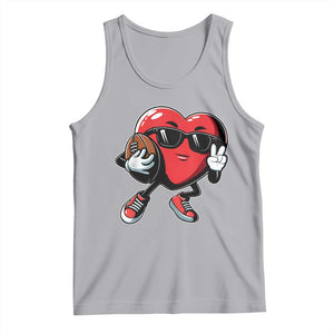 Valentines Day Heart Playing Football Tank Top Cute Gift for Sports Lovers TS02 Athletic Heather Print Your Wear