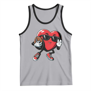 Valentines Day Heart Playing Football Tank Top Cute Gift for Sports Lovers TS02 Athletic Heather Black Print Your Wear