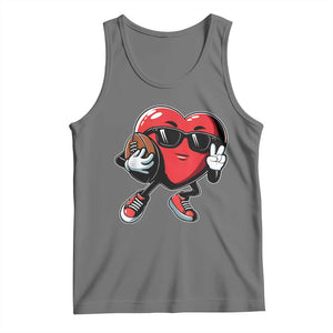 Valentines Day Heart Playing Football Tank Top Cute Gift for Sports Lovers TS02 Black Heather Print Your Wear