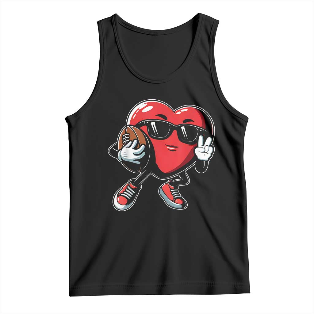 Valentines Day Heart Playing Football Tank Top Cute Gift for Sports Lovers TS02 Black Print Your Wear