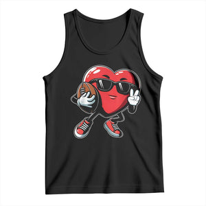 Valentines Day Heart Playing Football Tank Top Cute Gift for Sports Lovers TS02 Black Print Your Wear